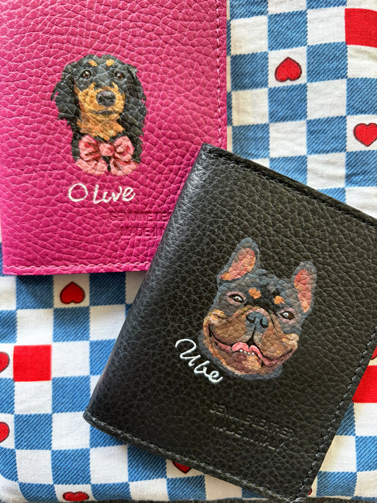 Custom Pet Portrait Leather Cardholder