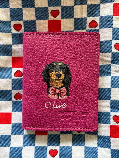Custom Pet Portrait Leather Cardholder
