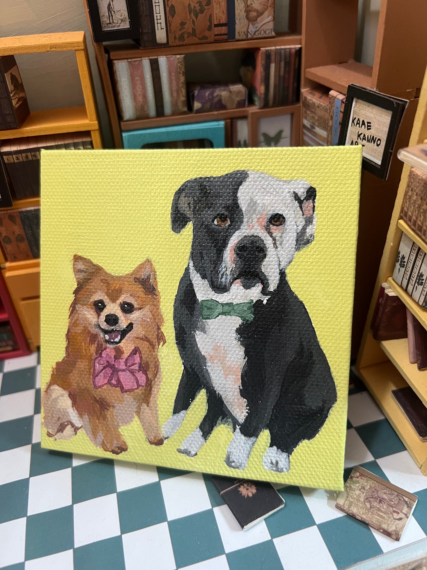 Mini Pet Portrait Two Pets 4"x 4"